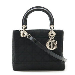 Christian Dior Lady Cannage Shoulder Bag black nylon